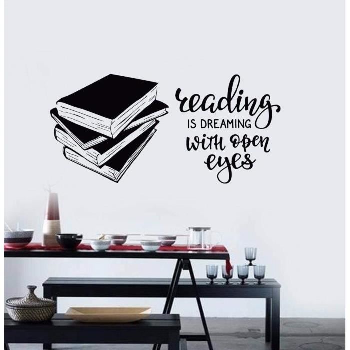 Lecture Citations Livres Sticker Bibliotheque Decorations Murales Livres Magasin Widnow Affiche Rever Cdiscount Maison
