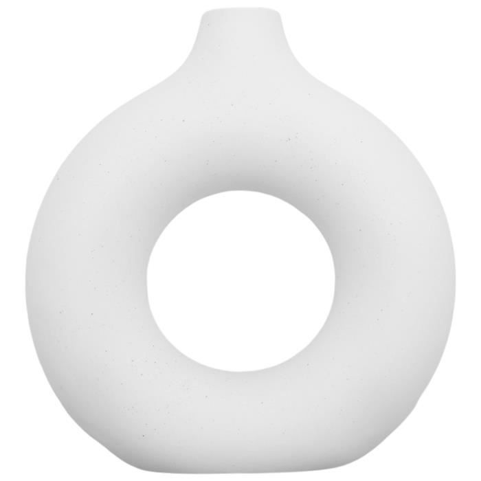 Vase De Fleurs Rond Creux Avec Particules Givrées Beige Minimaliste