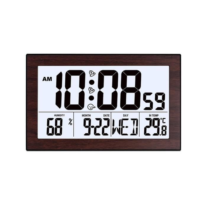 Horloge Murale Numérique Ronde 7,4 Cm – Affichage Heure/date/température/humidité – Silencieuse, Magnétique – Noir Ou Blanc - 9