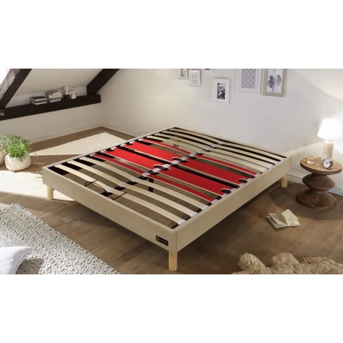 Sommier Brooklyn | 160x200cm | Sable | Contours inclus | Tissu