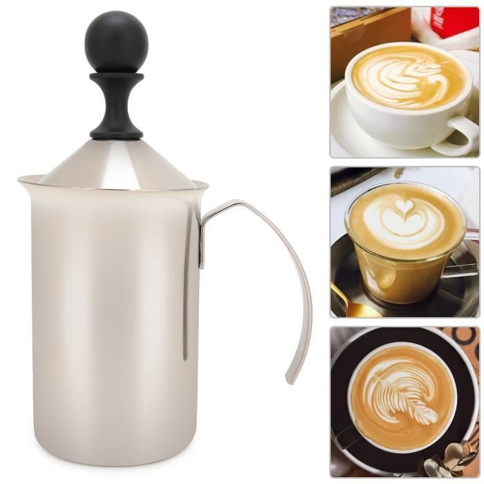 Mousseur à Lait Manuel 800ml - Acier Inoxydable Double Maille - Pour Latte, Cappuccino - Facile à Nettoyer