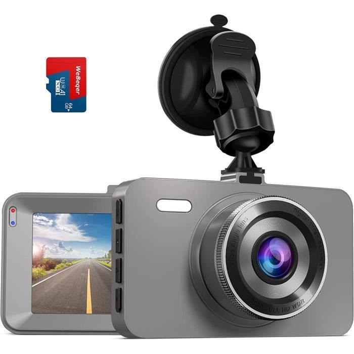 Dashcam Voiture Avant 2K – Caméra Embarquée Avec écran 3" – Grand Angle 170° – Vision Nocturne – Inclut Carte SD 64 Go