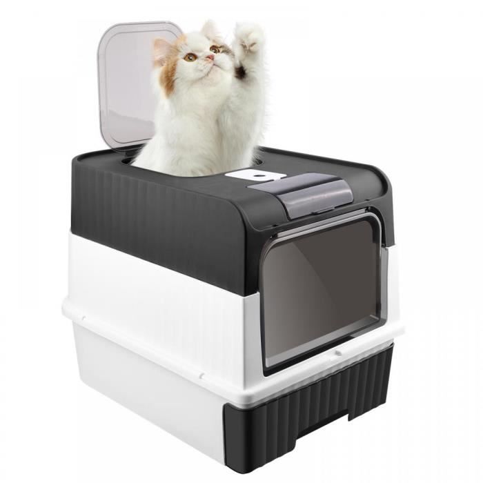 Meilleurs prix pour Bac à litière pour chat - SUPFINE - en plastique pp - avec pelle à litière - noir - 49*37*35cm