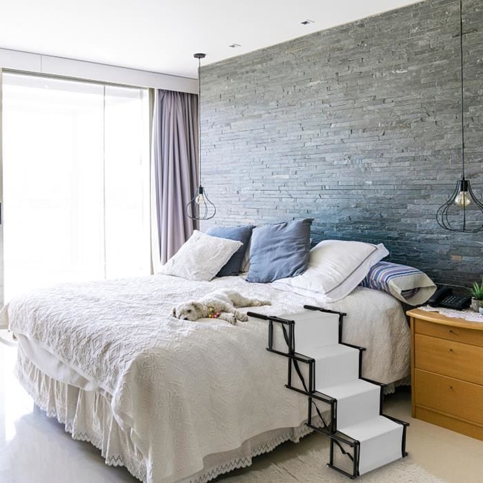 Comparer les prix de SUPFINE Escaliers pour chiens - matériau facile à nettoyer, grand espace. Gris 139*45*56-76cm