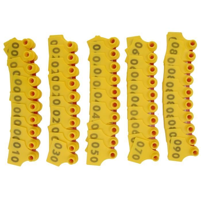 Étiquettes D'Oreille Pour Animaux - Lot De 100 Étiquettes En Plastique - Numérotées - Couleur Vert - Pour Chien, Lapin, Renard