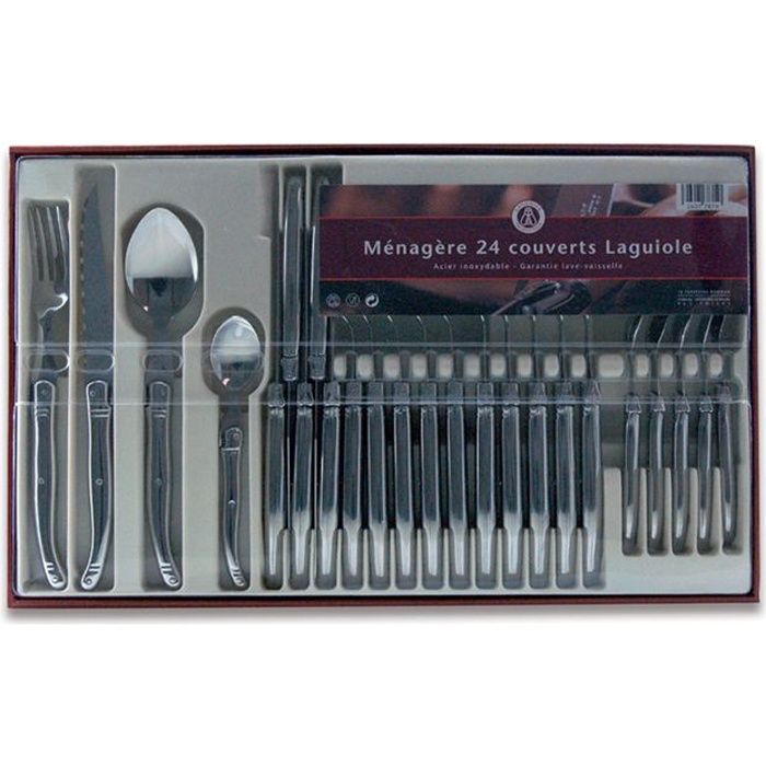 Laguiole Coffret 6 Cuillères à Café – Manche Bois Noir Exotique & Inox De Qualité