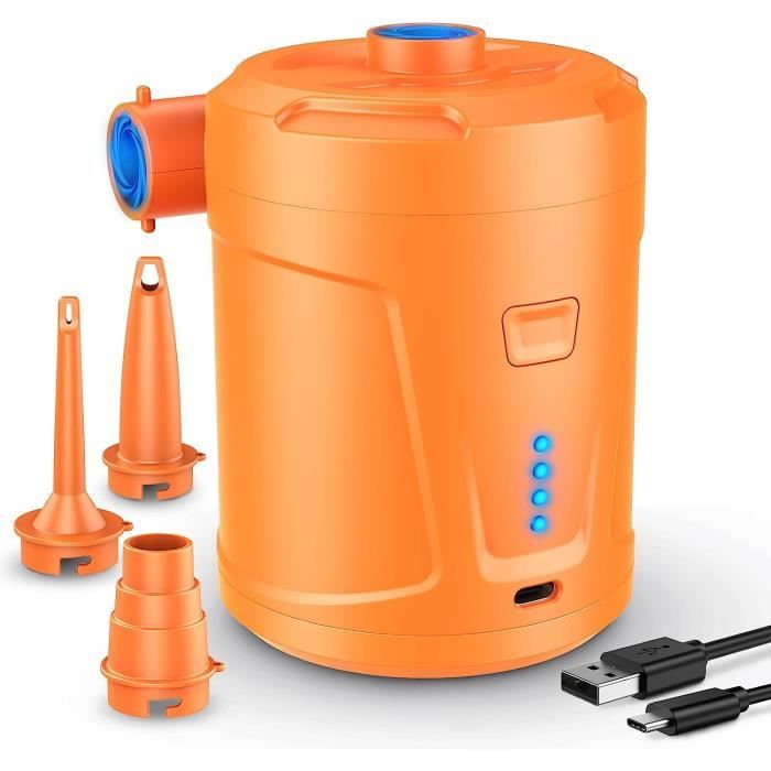 Pompe à Air électrique Rechargeable 5200 MAh – Gonflage/dégonflage 400 L/min, 3 Buses, Pour Matelas, Bateau, Piscine, Vide
