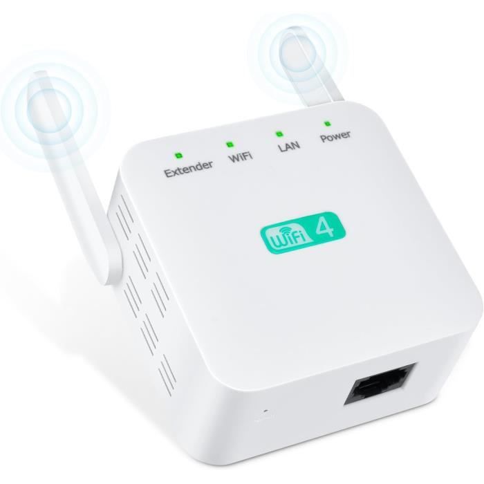 Beseloa Répéteur WiFi 300Mbps - Amplificateur Signal 2.4GHz Avec Port Ethernet WPS