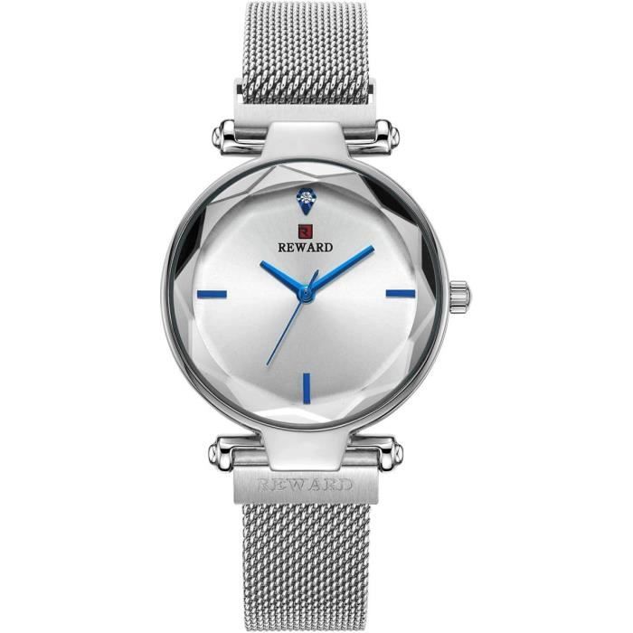 Montre Aria Pour Femme - Boîtier Argent Sterling - Cadran Bleu Lapis - Mouvement à Quartz - Remise à Neuf