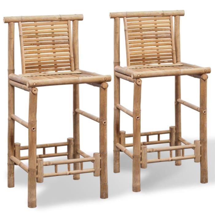 "top" tabourets de bar jili - chaises haute lot de 2 bambou,14 kg