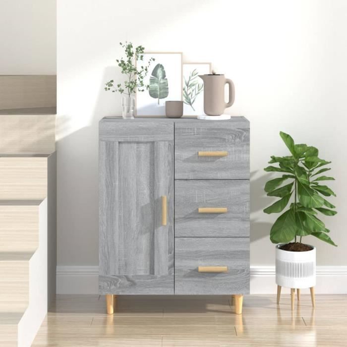 817370 vidaXL Buffet Sonoma gris 695x34x90 cm Bois dingénierie