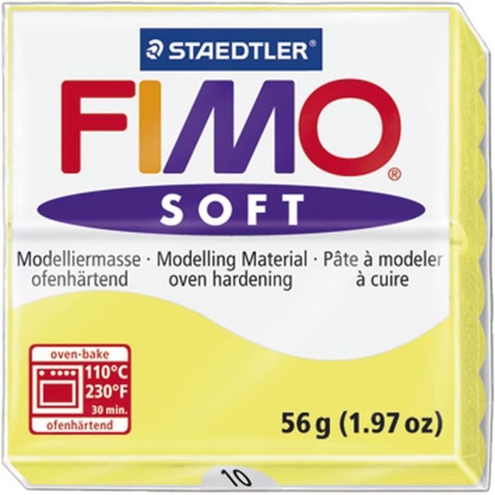 STAEDTLER Pâte à modeler à cuire Fimo Soft bloc 56 g limon