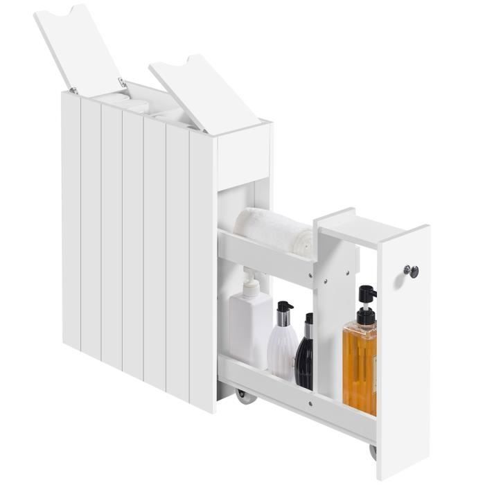 Meuble Salle de Bain 17 cm - Yaheetech - Autoportant Meuble de Rangement à Roulettes