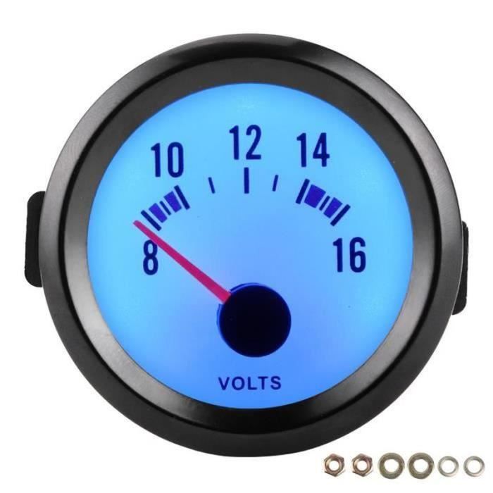 KUS Waterdichte Voltmeter – 52mm, 8-16V, IP67, Rode/Gele Verlichting, Geschikt Voor 12V Systemen – Eenvoudig Inbouw