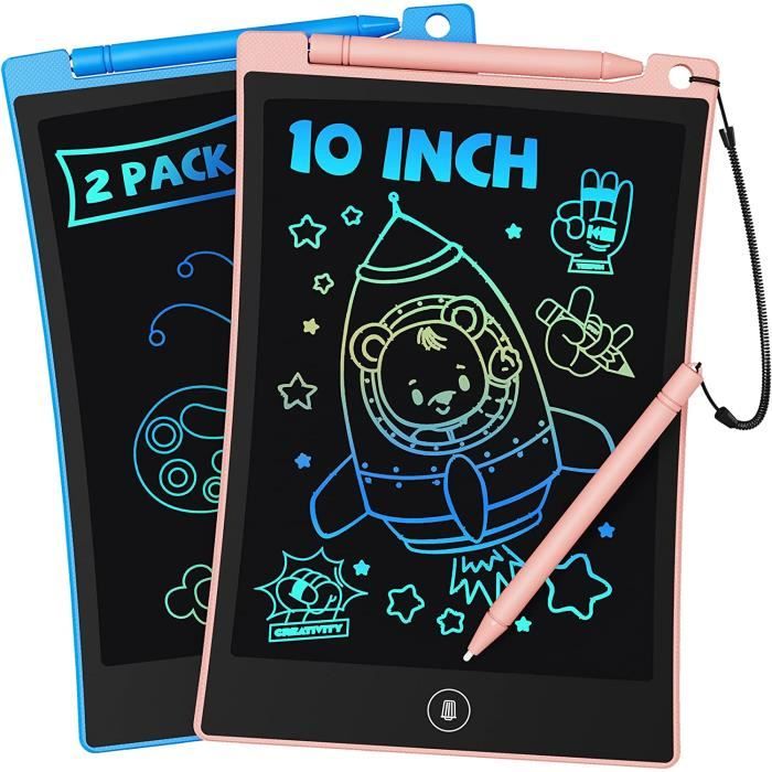 2 pcs Tablette d'écriture LCD 10 Pouces - Tablette Dessin Enfants Effaçable  avec Cordon - Idee Cadeau pour Enfant(Rose + Bleu) - Cdiscount Beaux-Arts  et Loisirs créatifs