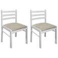 Chaises de salle à manger - HOT Garden6296 - Lot de 2 - Blanc - Bois d'hévéa massif - Vintage-1