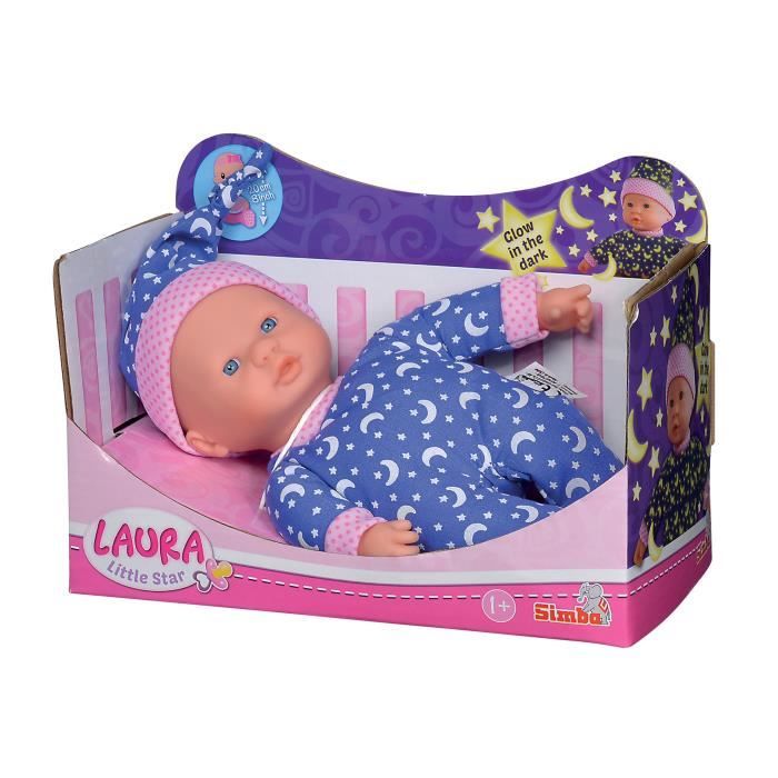 Simba Poupon Laura Phosphorescent – Corps Souple, Bonnet Qui Brille Dans Le Noir – 20 Cm, Dès 12 Mois