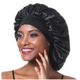 Nouveau Noir Sommeil Chapeau Nuit Sommeil Cap Des Cheveux Bonnet De Nuit En Satin Pour Les Femmes-2
