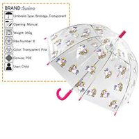 Parapluie Cloche Transparent Femme Susino – Ouverture Auto, Bordure Rose, Diamètre 100 Cm Anti-Vent