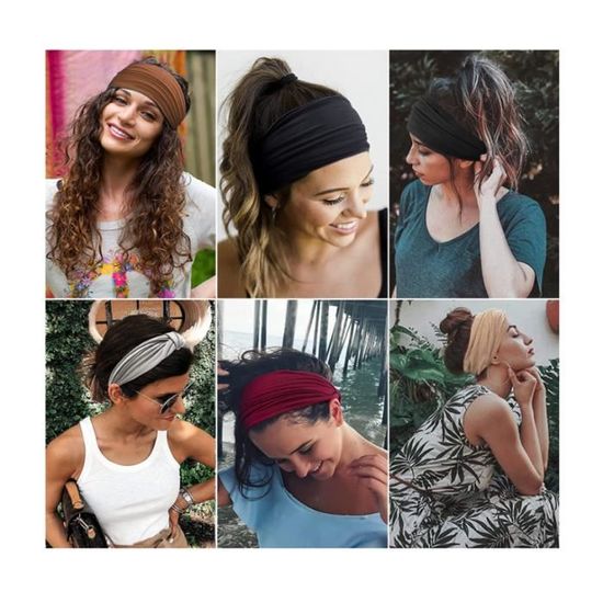 Lot De 6 Bandeaux Yoga Élastiques EBoot - Coton/Lycra Pour Femmes, Ados - Multi-Couleurs