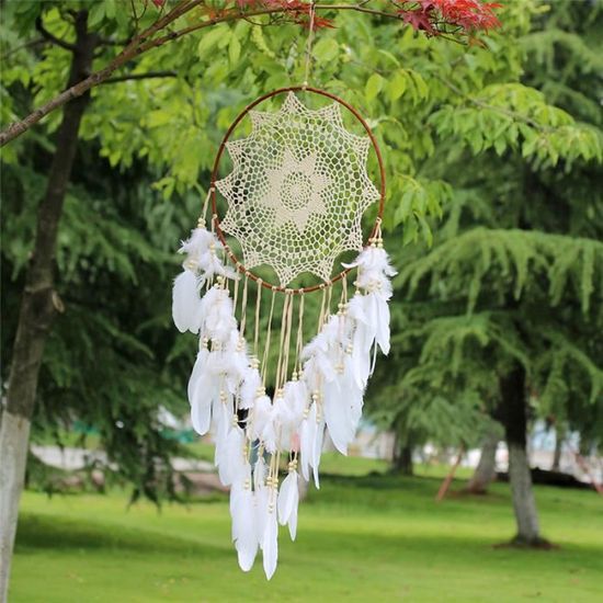Tableau attrape-rêves plumes blanches décoration murale boho (Neu