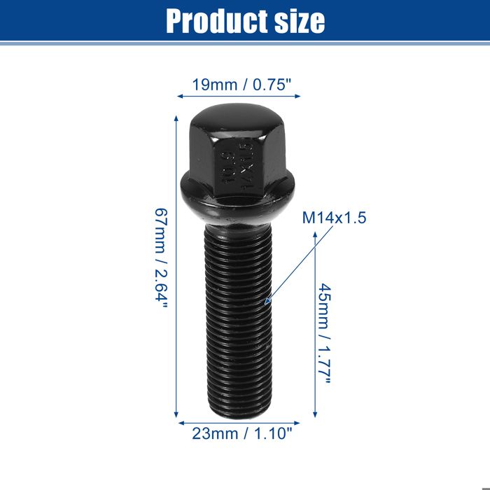 Boulons De Roue Prolongés M14x1.5 Pour Volkswagen/Audi/Porsche - Longueur Tige 60mm, Tête 19mm, Lot De 10, Acier Allié Argenté - 9