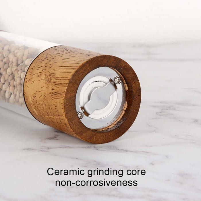 Ensemble Moulins à Sel Et Poivre En Bois Réglables - Mécanisme Céramique, Rechargeable, Cadeau Cuisine - 5