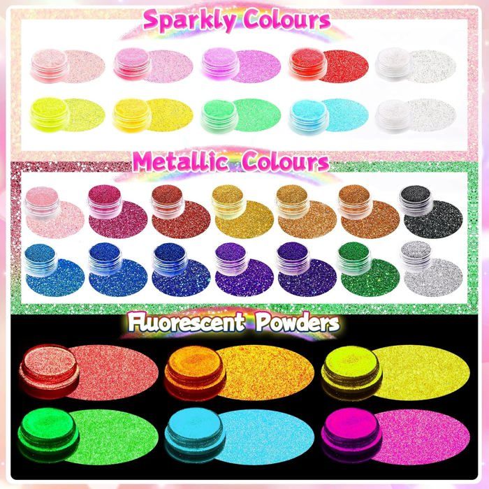 Kit De 100 Pochoirs à Tatouage Paillettes + 10 Couleurs - Art Corporel Temporaire Pour Enfants Et Fêtes
