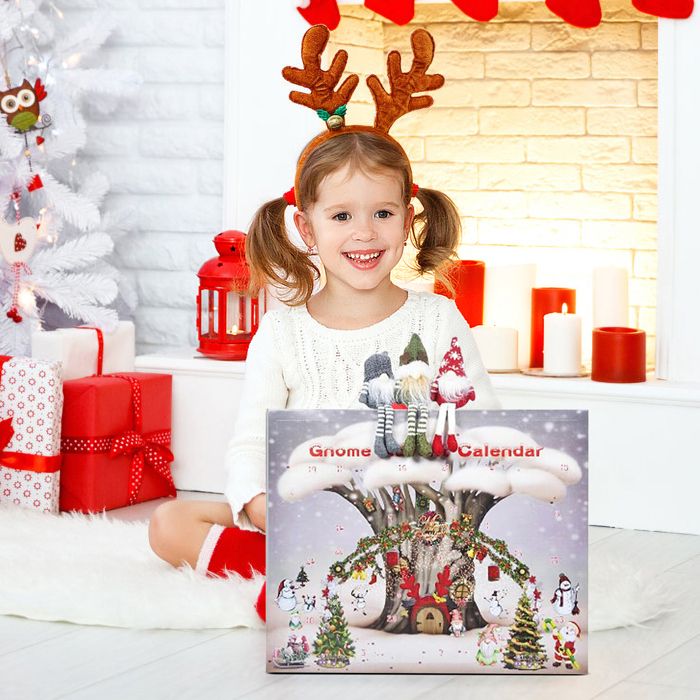 Calendrier De L'Avent Gnome 2025 – 24 Surprises Avec Figurines Lumineuses – 21x21x10 Cm – Pour Enfants, Ados, Adultes