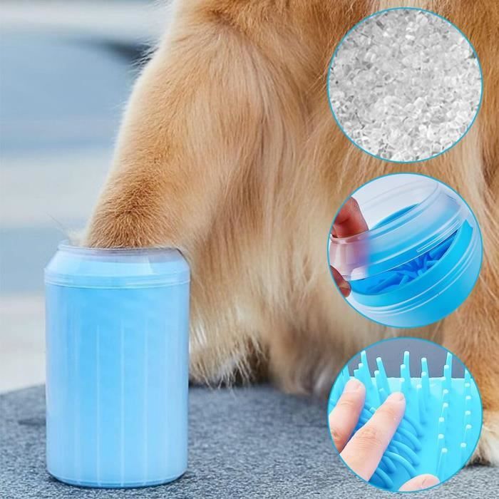 Nettoyeur De Pattes Pour Chien En Silicone - Avec 3 Serviettes - Portable, Doux - Code S, Bleu - 8