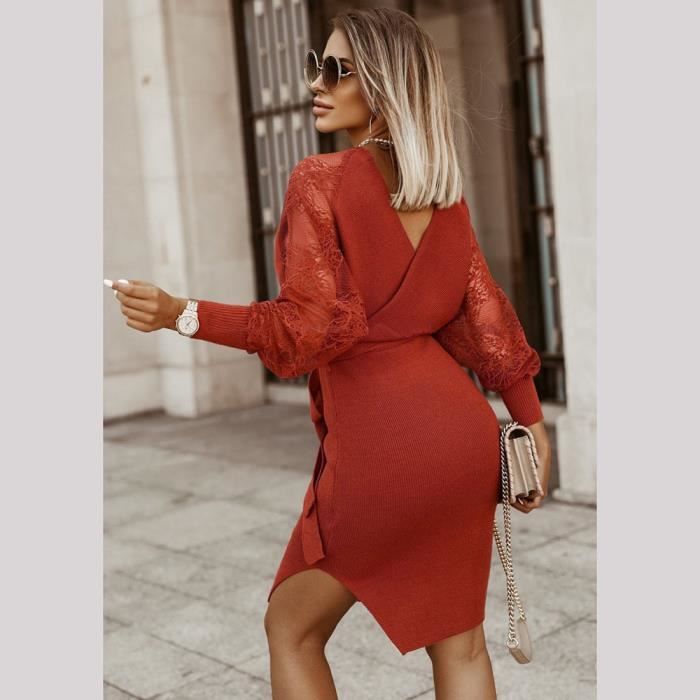 Robe pull femme rouge cheap