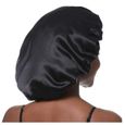 Nouveau Noir Sommeil Chapeau Nuit Sommeil Cap Des Cheveux Bonnet De Nuit En Satin Pour Les Femmes-3