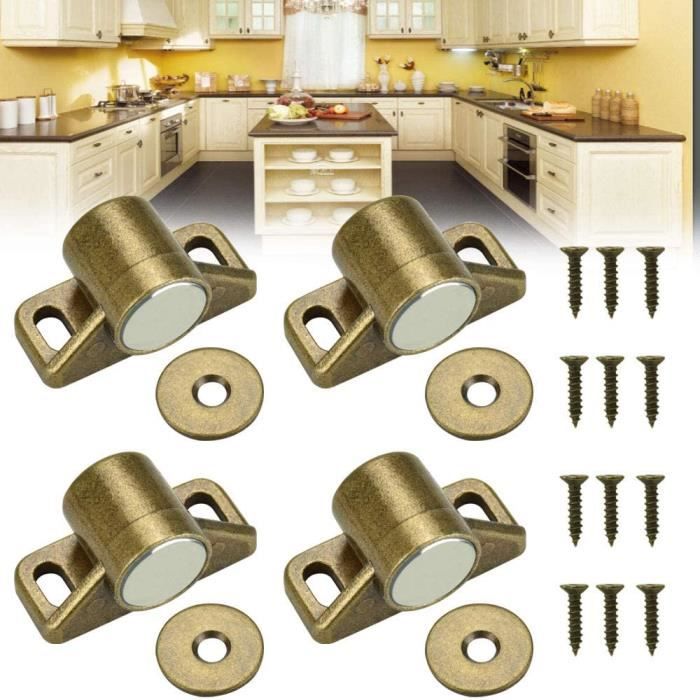 Jooheli Aimant de placard, Lot de 8 loquets magnétiques ultra fins pour  porte de loquet magnétique pour porte de loquet aimanté pour armoire de  cuisine, serrure magnétique