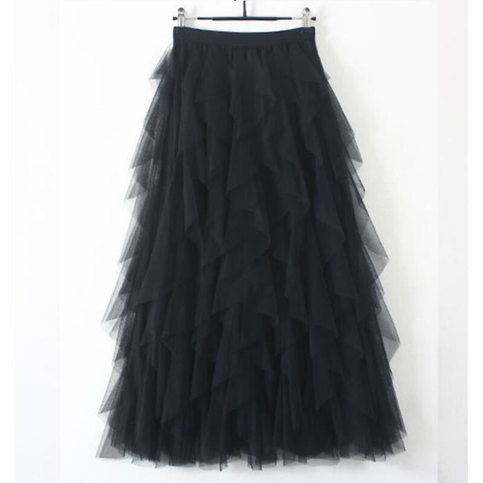 Jupe Longue en Tulle pour Femme Tenue de Bal Pliss e Taille Haute