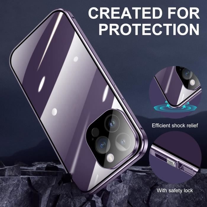 Coque IPhone 15 6,1" Compatible MagSafe - Protection Militaire Antichoc, 2 Verres Trempés Anti-espion Inclus - Transparente Avec Bords Surélevés - 1