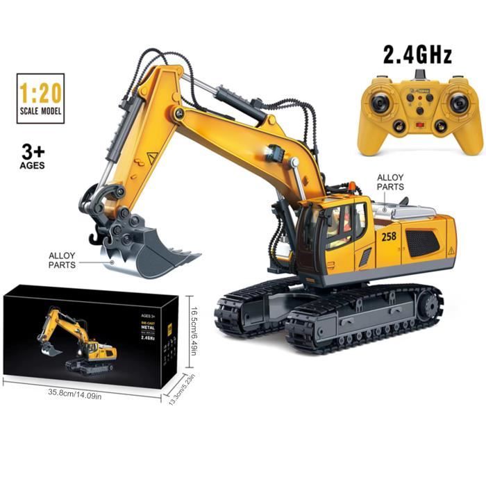 11CH-Excavatrice - Voiture électrique télécommandée pour enfants, Jouets de camion à benne