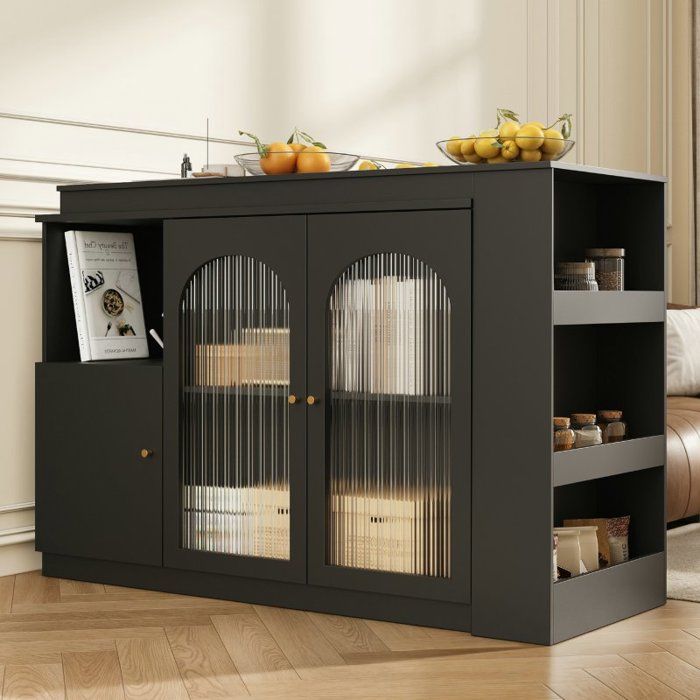 Table Bar Extensible Et Pivotante 120 à 180 Cm - Avec étagères De Rangement Et Espace Pour Animaux - Idéale Pour Studio Ou Entrée