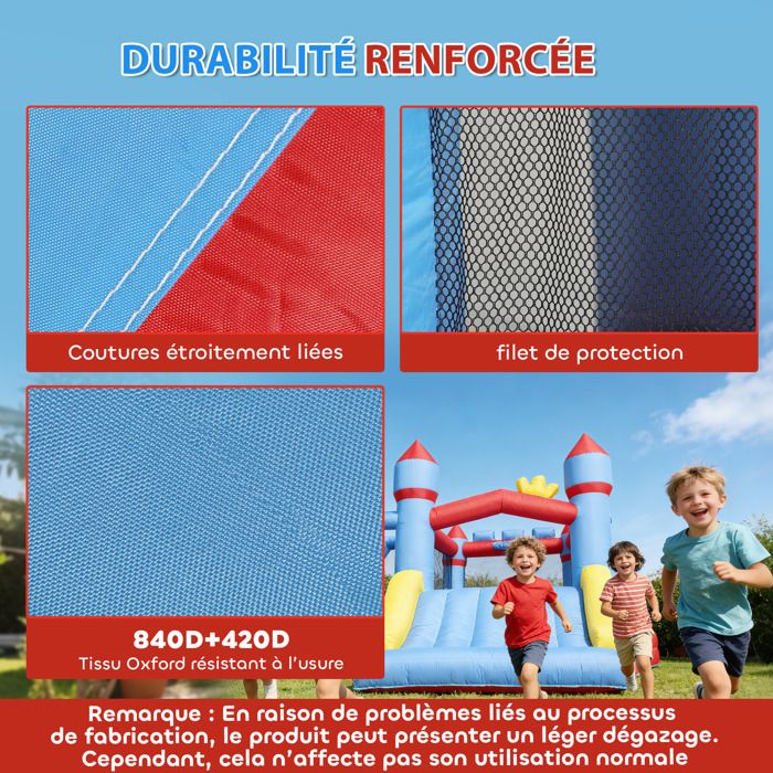 Château Gonflable AIYAPLAY – Piscine, Toboggan, Fosse à Balles, Escalade, Basket – Avec Souffleur – 3-8 Ans – Été/hiver