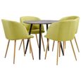 1398Maison- Ensemble Table avec 4 Moderne Scandinaves Chaises,Ensemble de salle à manger 5 pcs Tissu Vert-0