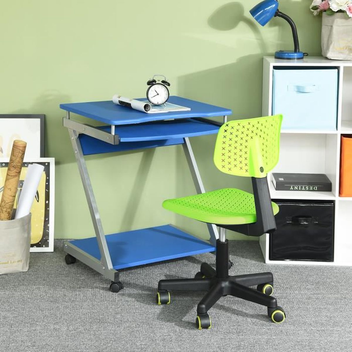 HOMY CASA Ensemble bureau et chaise de bureau pour enfant avec tiroir