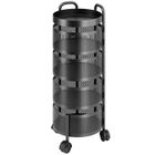 BIPLUT Desserte de cuisine à roulettes à 4 niveaux - Chariot de service en métal rond - Panier rotatif circulaire - NOIR - 30*30*75cm