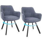 WAFTING Lot de 2 Chaises de Salle à Manger Pivotantes avec Accoudoirs, Rotation à 180°, Chaises de Cuisine en Velours, Gris