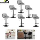 Willonin® Tabouret de bar pour salle à manger,6pcs Chaise Gris avec dossier, Hauteur totale 84.5-105cm