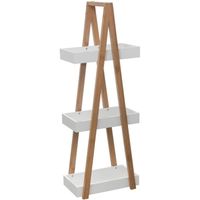 Etagère en Bambou à 3 niveaux - SILUMEN - Blanc - Style Scandinave Moderne - Aspect bois - 30x18x82 cm