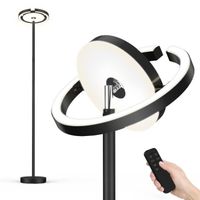 Lampadaire sur pied FIMEI avec Luminosité Réglable - Type de cercle Saturne adaptée à la lecture dans la chambre ou le salon - Noir