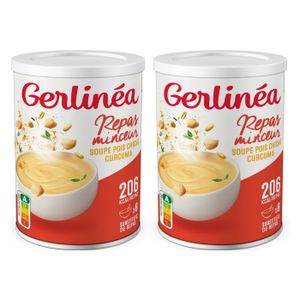 SUBSTITUT DE REPAS Gerlinéa - Soupe saveur Pois Chiche Curcuma - Substitut de Repas Complet et Rapide - 8 repas/pot - Lot de 2