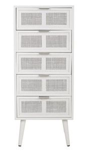 CHIFFONNIER - SEMAINIER Chiffonnier, meuble de rangement en bois coloris blanc - Longueur 42 x Profondeur 36,5 x Hauteur 100,50 cm