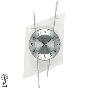 AMS 9243 Horloge murale Quartz Analogique argentés Modern avec carbone administration et verre 