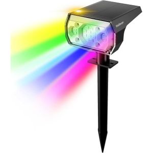 SPOT D'EXTÉRIEUR  RGB Spot Solaire Extérieur Multicolore, 18 LEDs Lampe Jardin Solaire Extérieure à 7 Modes D'éclairage, Éclairage Extérieur.(Q507)