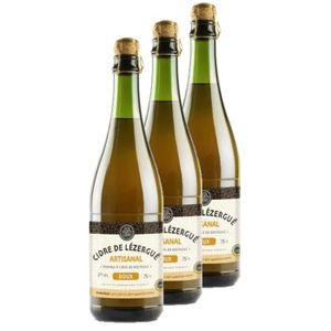 CIDRE Les Celliers de l'Odet - Lot 3x Cidre de Lézergué artisanal doux - Bouteille 750ml